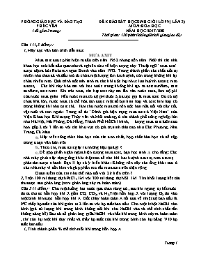 Đề khảo sát học sinh giỏi lần 3 môn Hóa học Lớp 9 - Năm học 2017-2018 - Phòng GD & ĐT Phúc Yên