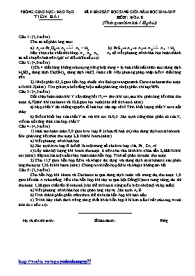 Đề khảo sát học sinh giỏi môn Hóa học Lớp 8 -