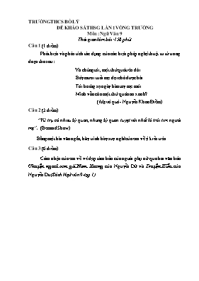 Đề khảo sát hsg lần 1 vòng trường môn Ngữ văn
