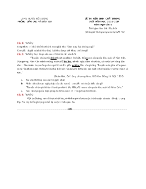 Đề kiểm định chất lượng cuối năm môn Ngữ văn 