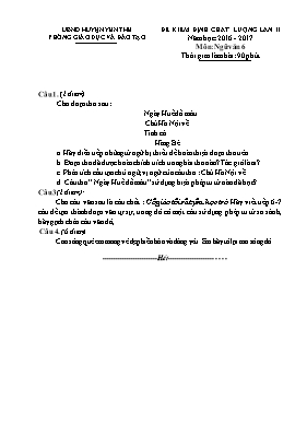 Đề kiểm định chất lượng lần II môn Ngữ văn Lớ