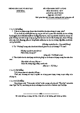 Đề kiểm định chất lượng môn Ngữ văn Lớp 8 - Năm học 2016-2017 - Phòng GD & ĐT Hiệp Hòa
