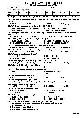 Đề kiểm tra 1 tiết Chương I môn Hóa học Lớp 11