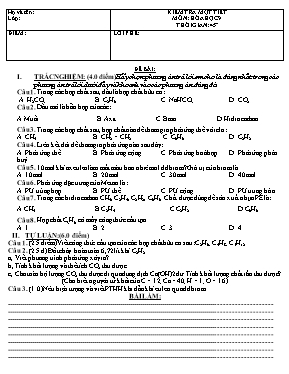 Đề kiểm tra 1 tiết Chương IV môn Hóa học Lớp 9