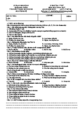 Đề kiểm tra 1 tiết học kỳ II môn Sinh học Lớp