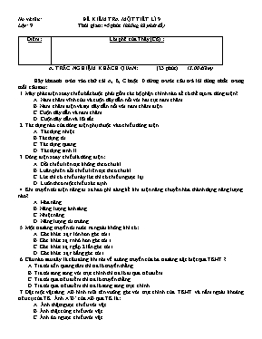 Đề kiểm tra 1 tiết học kỳ II môn Vật lý Lớp 9 (Có đáp án)