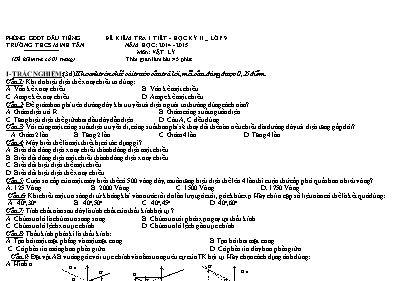 Đề kiểm tra 1 tiết học kỳ II môn Vật lý Lớp 9