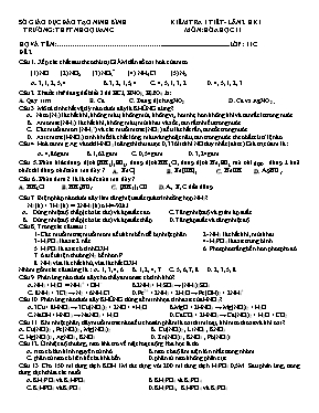 Đề kiểm tra 1 tiết lần 2 học kỳ 1 môn Hóa học