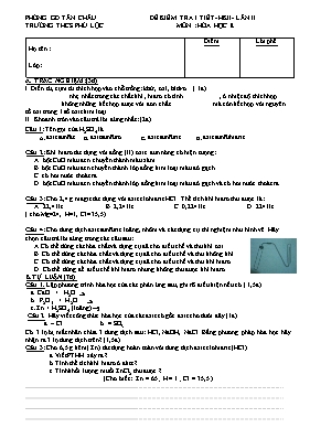 Đề kiểm tra 1 tiết lần 2 học kỳ II môn Hóa họ