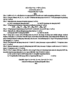Đề kiểm tra 1 tiết lần 3 môn Hóa học Lớp 10