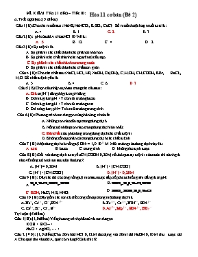 Đề kiểm tra 1 tiết môn Hóa học Lớp 11 (Cơ bản