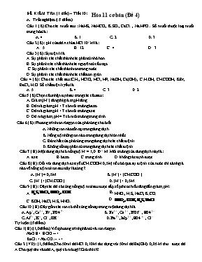 Đề kiểm tra 1 tiết môn Hóa học Lớp 11 (Cơ bản