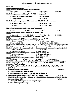 Đề kiểm tra 1 tiết môn Hóa học Lớp 11 (Cơ bản