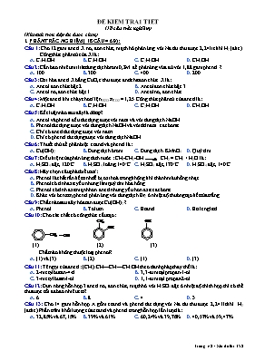 Đề kiểm tra 1 tiết môn Hóa học Lớp 11
