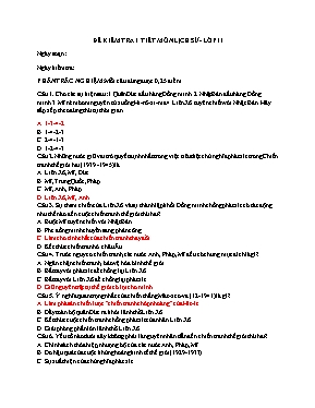 Đề kiểm tra 1 tiết môn Lịch sử Lớp 11