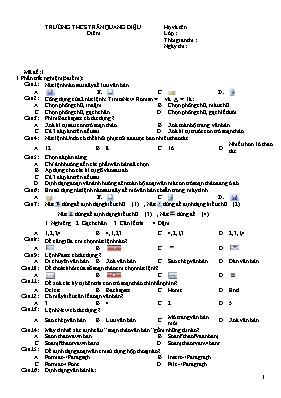 Đề kiểm tra 1 tiết môn Tin học Lớp 6 - Trường