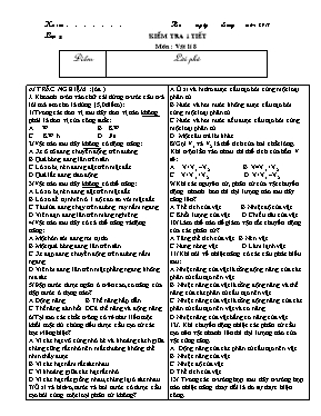 Đề kiểm tra 1 tiết môn Vật lý Lớp 8 - Năm học 2017-2018