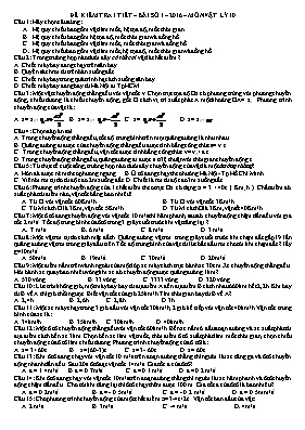 Đề kiểm tra 1 tiết số 1 môn Vật lý Lớp 10 năm