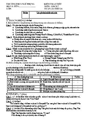 Đề kiểm tra 1 tiết Tuần 26 môn Giáo dục công dân Lớp 7 - Trường THCS Ngũ Phụng