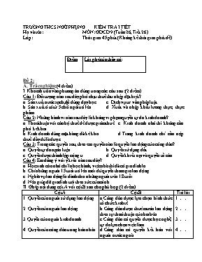 Đề kiểm tra 1 tiết Tuần 26 môn Giáo dục công 