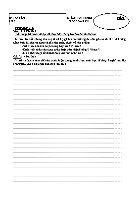 Đề kiểm tra 15 phút học kỳ 2 môn Giáo dục côn