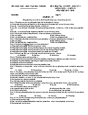 Đề kiểm tra 15 phút học kỳ I môn Giáo dục công dân Lớp 12 - Mã đề 01 - Năm học 2017-2018 - Sở GD & ĐT Hải Phòng