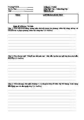 Đề kiểm tra 15 phút lần 1 học kỳ 1 môn Ngữ vă