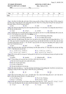 Đề kiểm tra 15 phút lần 1 môn Vật lý Lớp 11 (
