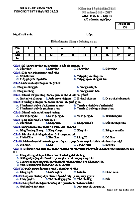 Đề kiểm tra 15 phút lần 2 kì 1 môn Địa lý Lớp