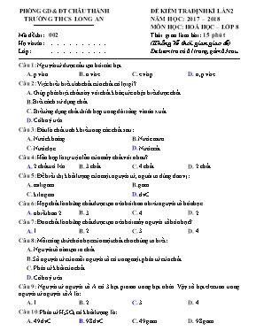Đề kiểm tra 15 phút lần 2 môn Hóa học Lớp 8 -