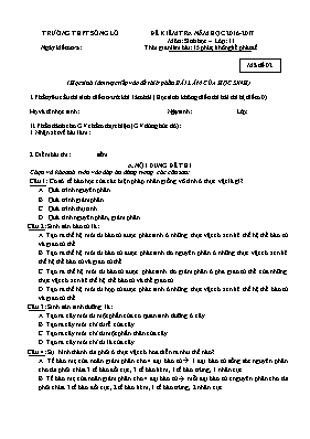 Đề kiểm tra 15 phút lần 2 môn Sinh học Lớp 11