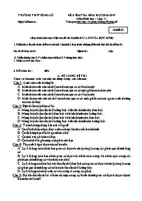 Đề kiểm tra 15 phút lần 2 môn Sinh học Lớp 11