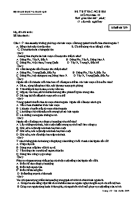 Đề kiểm tra 15 phút môn Lịch sử Lớp 10 - Mã đ