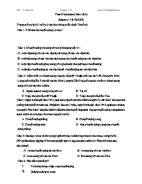 Đề kiểm tra 15 phút môn Vật lý Lớp 8