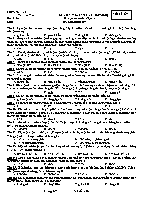 Đề kiểm tra 45 phút Chương I môn Vật lý Lớp 1