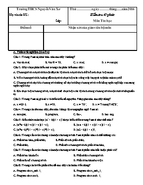 Đề kiểm tra 45 phút học kỳ I môn Tin học Lớp 