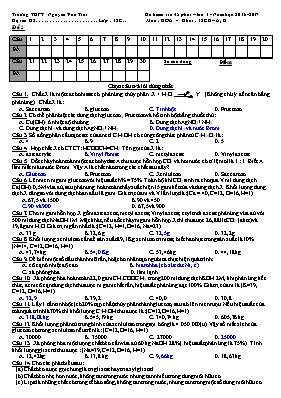 Đề kiểm tra 45 phút lần 1 môn Hóa học Lớp 12 