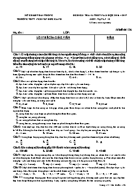 Đề kiểm tra 45 phút môn Vật lý Lớp 12 - Mã đề