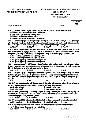 Đề kiểm tra 45 phút môn Vật lý Lớp 12 - Mã đề