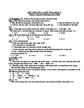 Đề kiểm tra 45 phút số 1 học kỳ I môn Hóa học