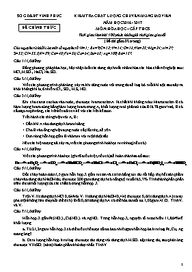 Đề kiểm tra chất lượng chuyên môn giáo viên THCS môn Hóa học - Năm học 2016-2017 - Sở GD & ĐT Vĩnh Phúc