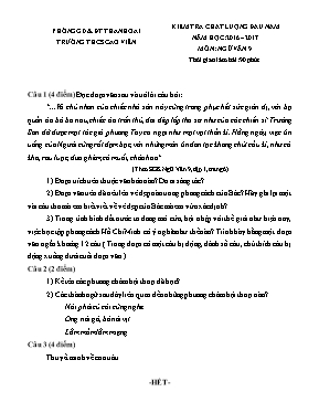Đề kiểm tra chất lượng đầu năm môn Ngữ văn Lớ