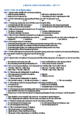 Đề kiểm tra chất lượng đầu năm môn Vật lý Lớp 7