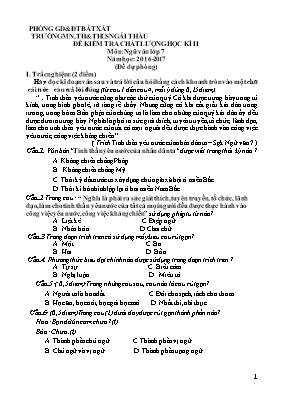 Đề kiểm tra chất lượng học kì II môn Ngữ văn Lớp 7 - Năm học 2016-2017 - Trường MN, TH & THCS Ngải Thầu (Có đáp án)