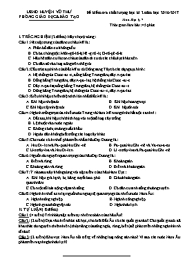 Đề kiểm tra chất lượng học kỳ 2 môn Địa lý Lớ