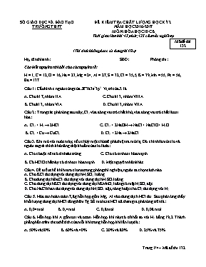 Đề kiểm tra chất lượng học kỳ 2 môn Hóa học L