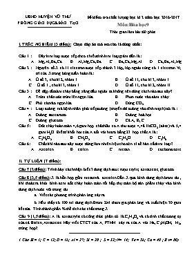Đề kiểm tra chất lượng học kỳ 2 môn Hóa học Lớp 9 - Năm học 2016-2017 - Phòng GD & ĐT Vũ Thư (Có đáp án)