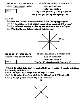 Đề kiểm tra chất lượng học kỳ I môn Địa lý Lớ