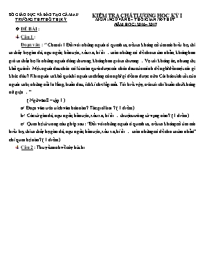 Đề kiểm tra chất lượng học kỳ I môn Ngữ văn Lớp 6+8 - Năm học 2016-2017 - Trường THCS Hồ Thị Kỷ (Có đáp án)