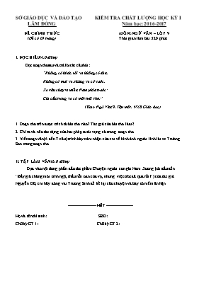 Đề kiểm tra chất lượng học kỳ I môn Ngữ văn Lớp 9 - Năm học 2016-2017 - Sở GD & ĐT Lâm Đồng
